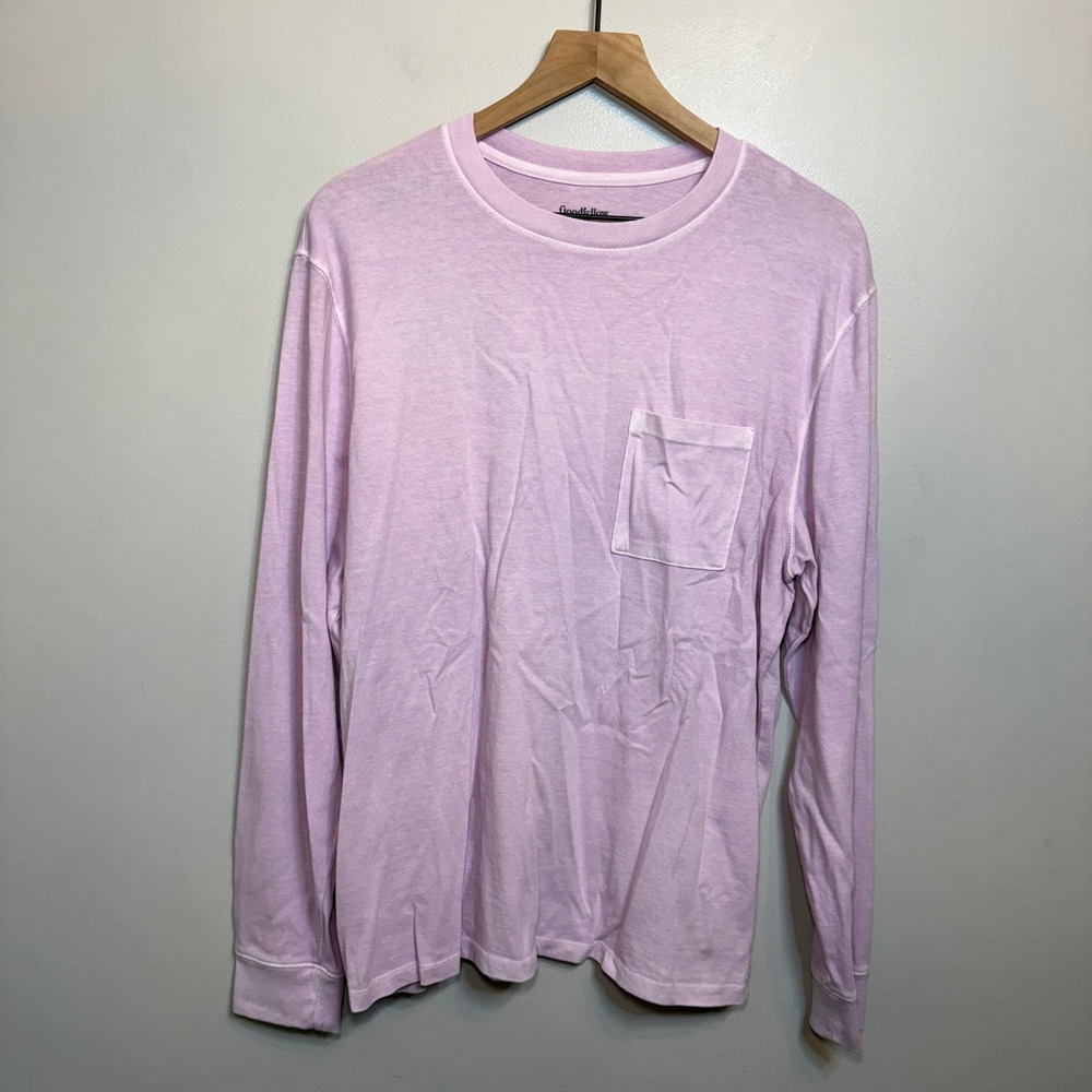 Goodfellow & Co Men's Long Sleeve Pocket T-Shirt Lavender Purple Cotton Medium